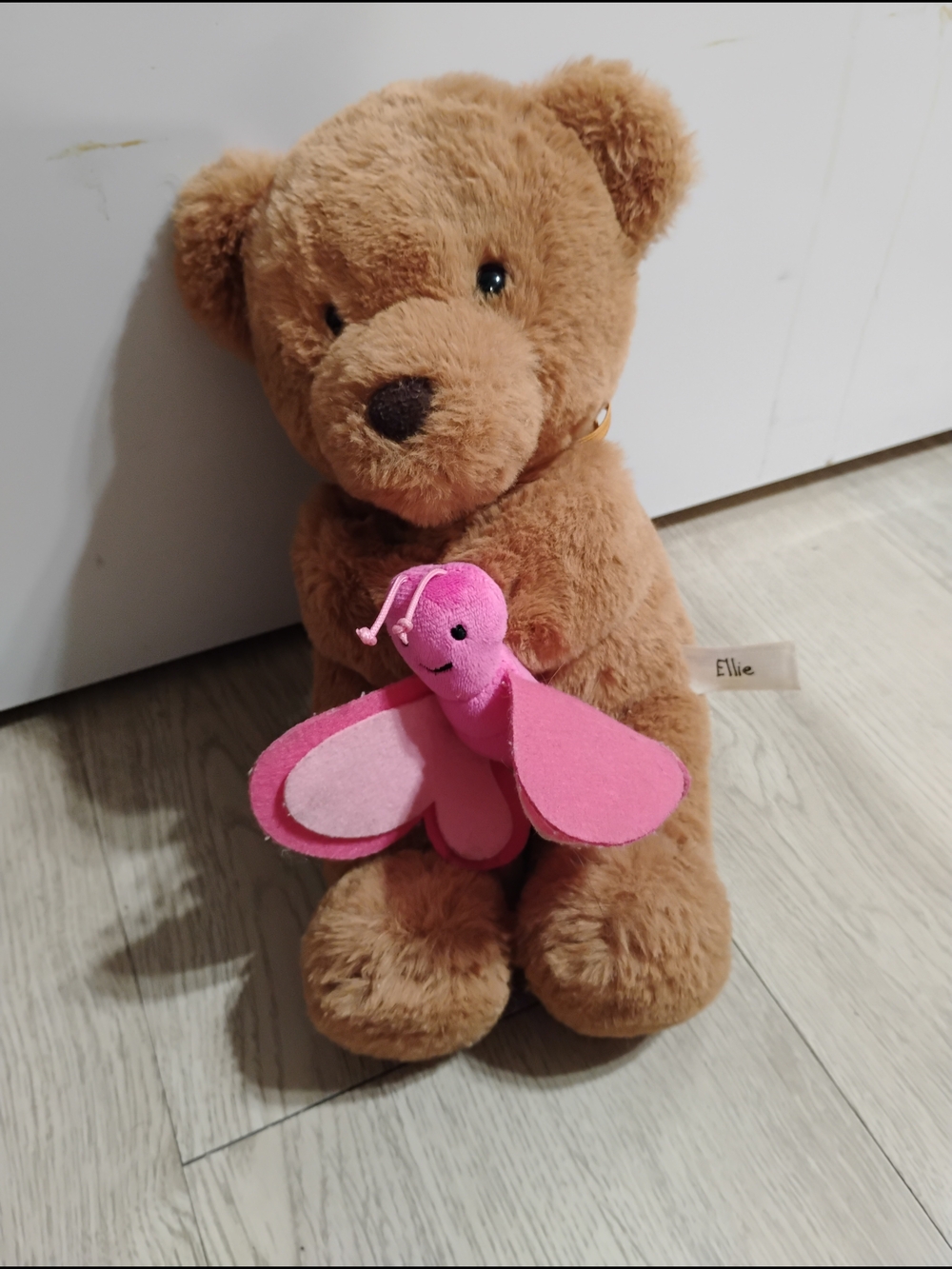 2022 Plush Brown Teddy Bear with Pink Butterfly Buddy - Ellie Tag